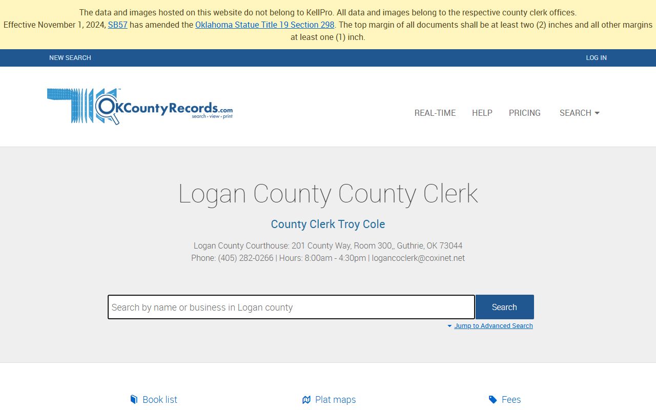 Logan County official land-record portal operated for the County Clerk
