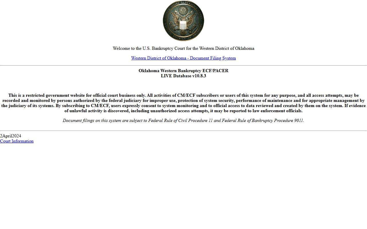 Logan County court charges and federal records in the Western District CM/ECF and PACER system