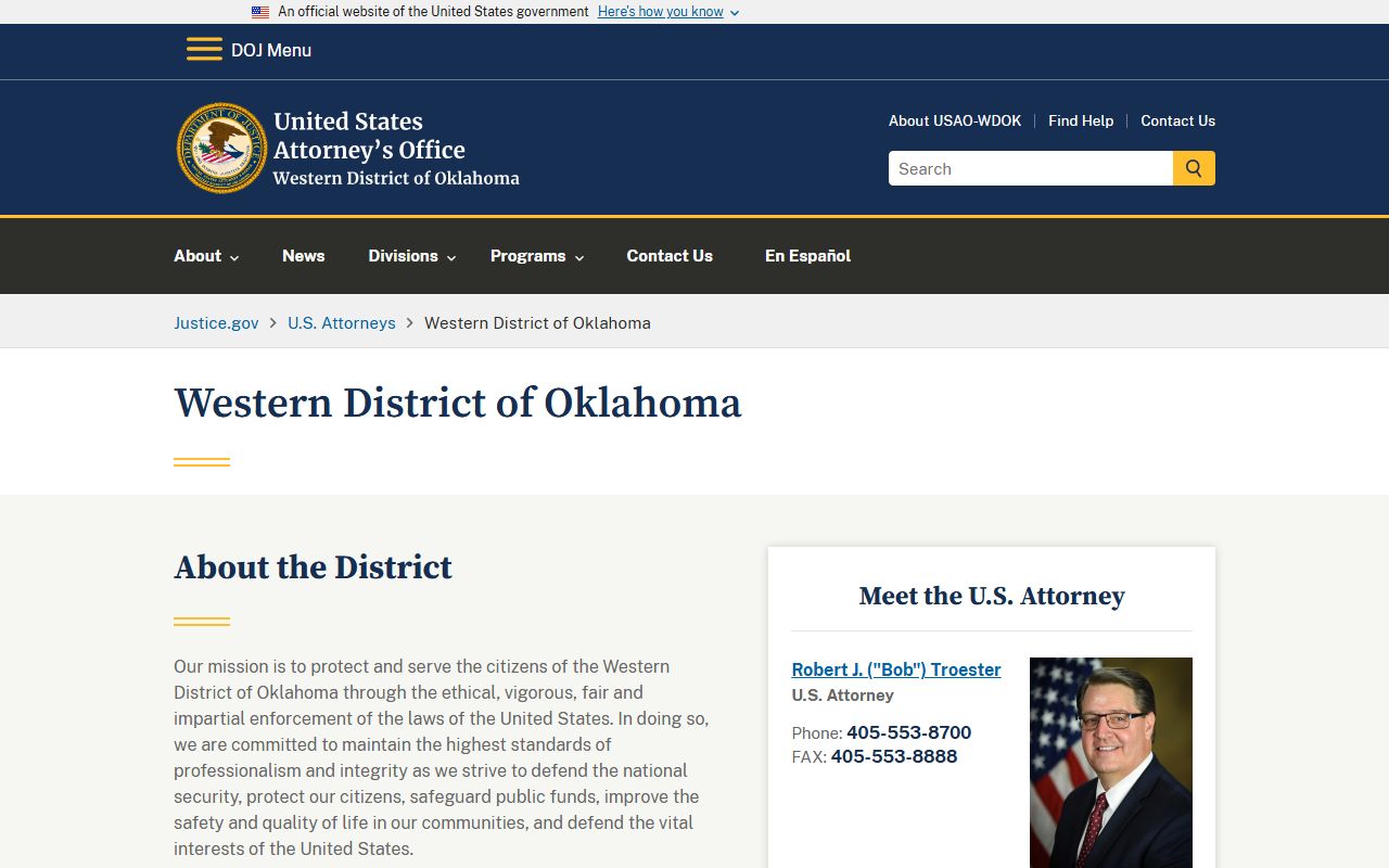 Logan County federal court charges through the U.S. Attorney for the Western District of Oklahoma