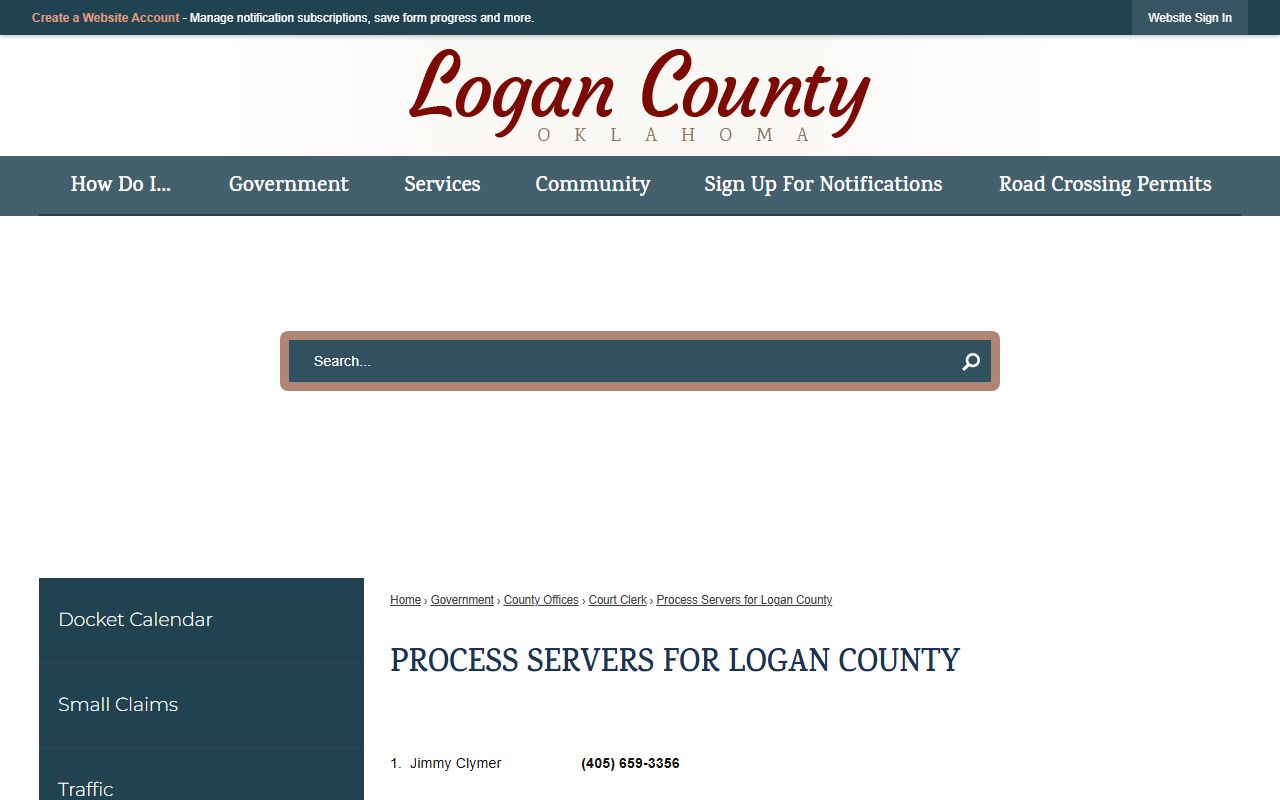 Logan County court dockets process server list used for service of court papers