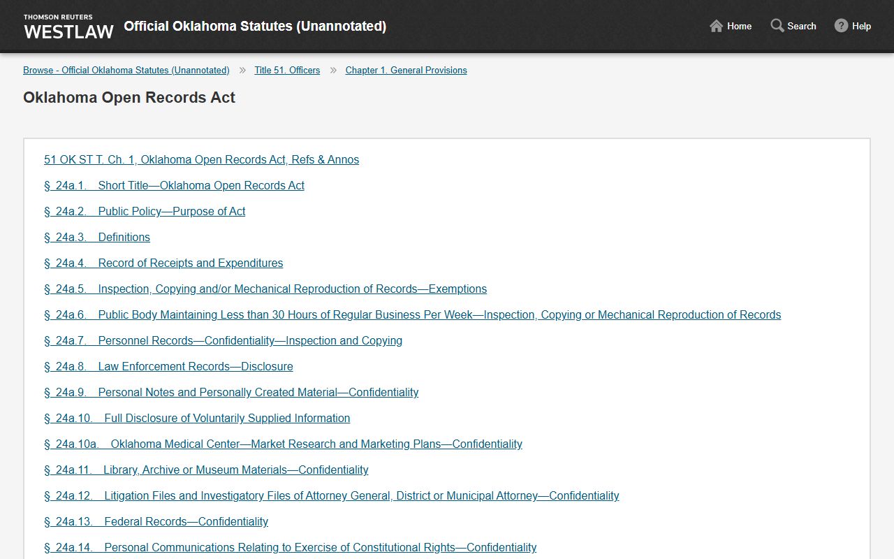 Logan County court records sealing rules in the Official Oklahoma Statutes
