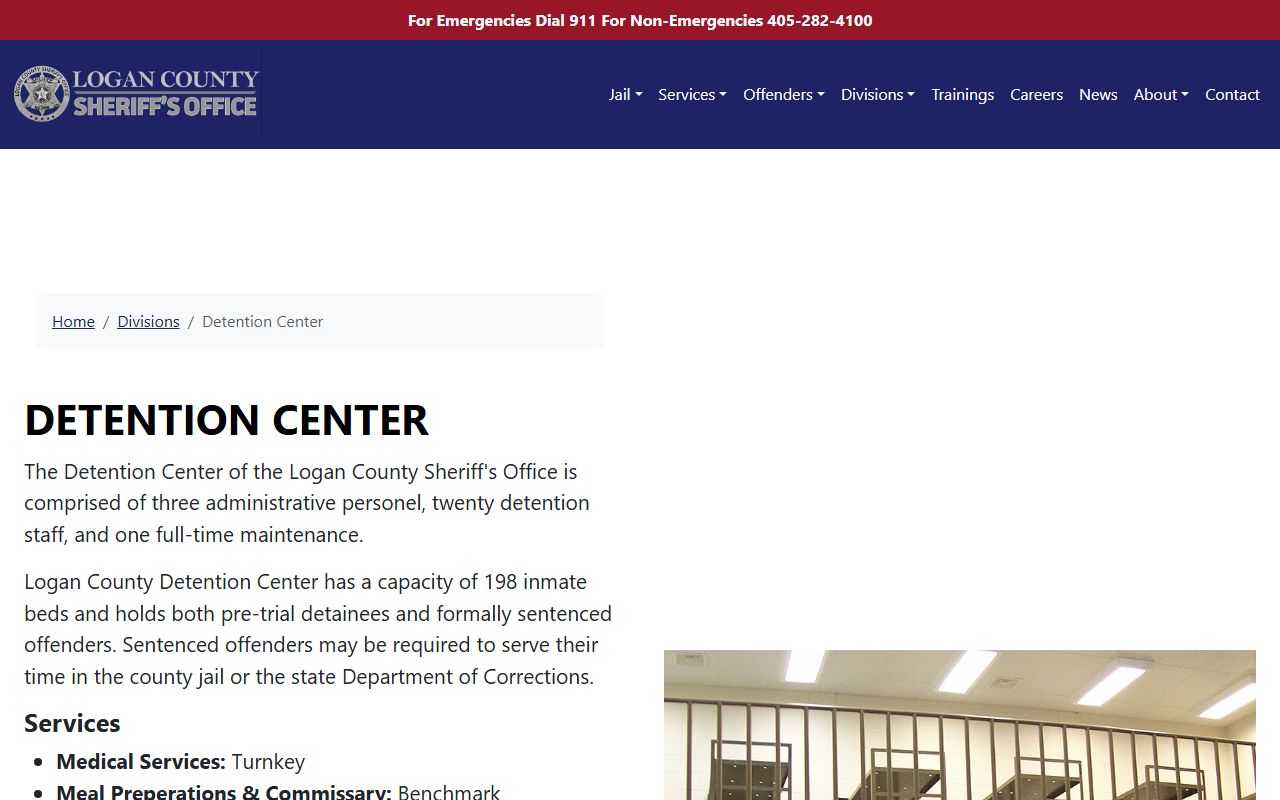 Logan County jail Detention Center information page
