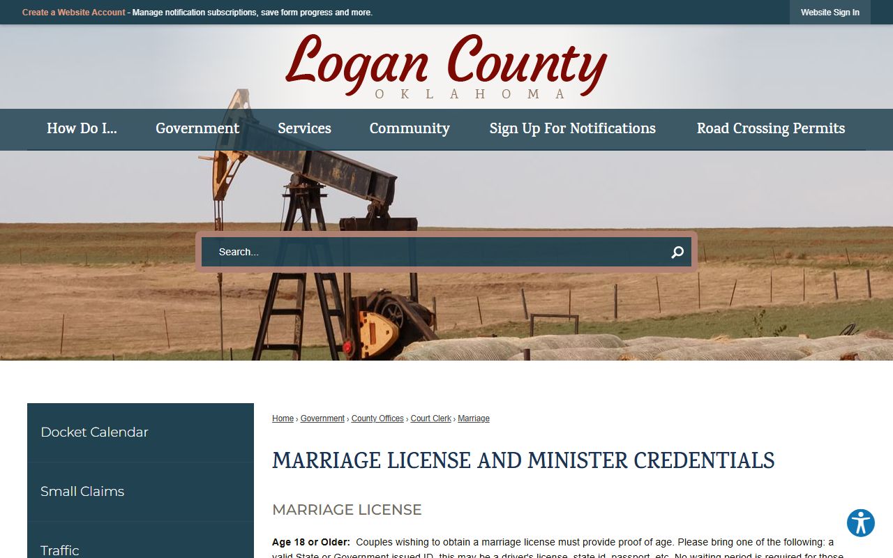 Logan County marriage license information from the Court Clerk
