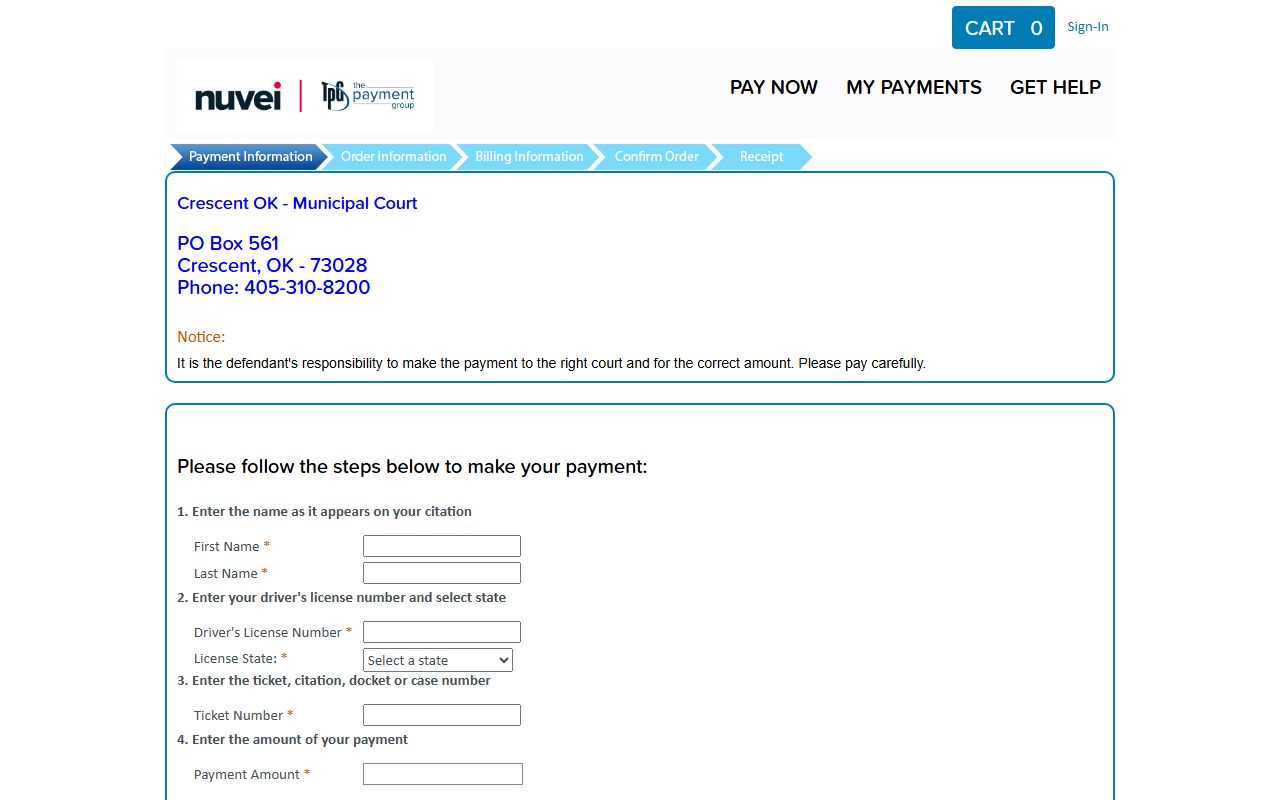 Logan County traffic court records Crescent Municipal Court payment portal