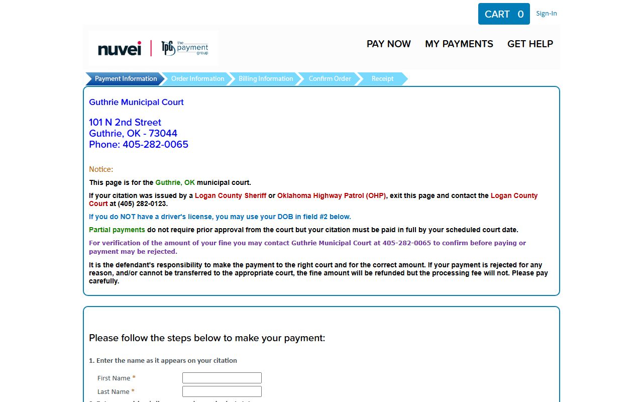 Logan County traffic court records Guthrie online ticket payment portal