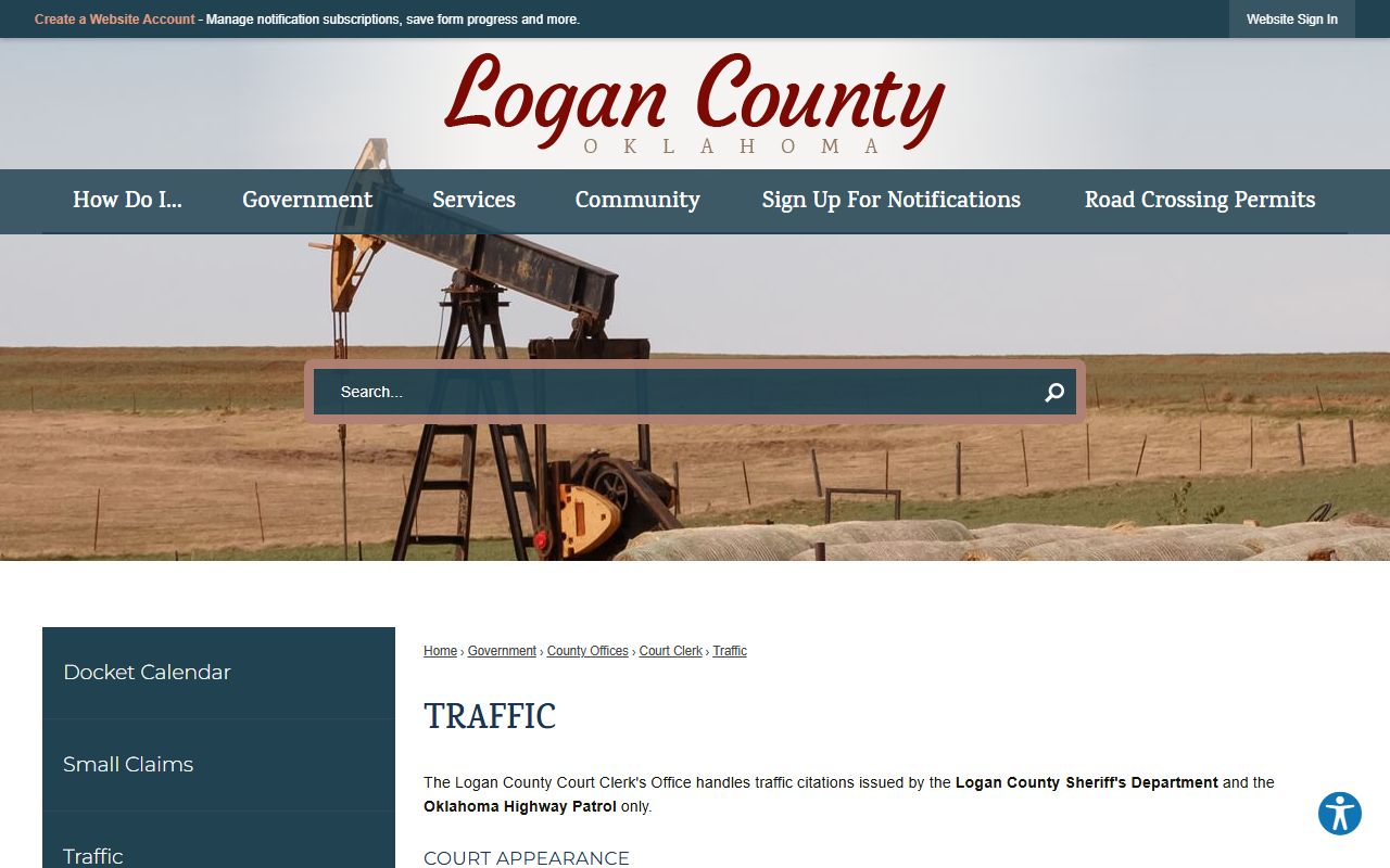 Logan County traffic court records county traffic citation payment page
