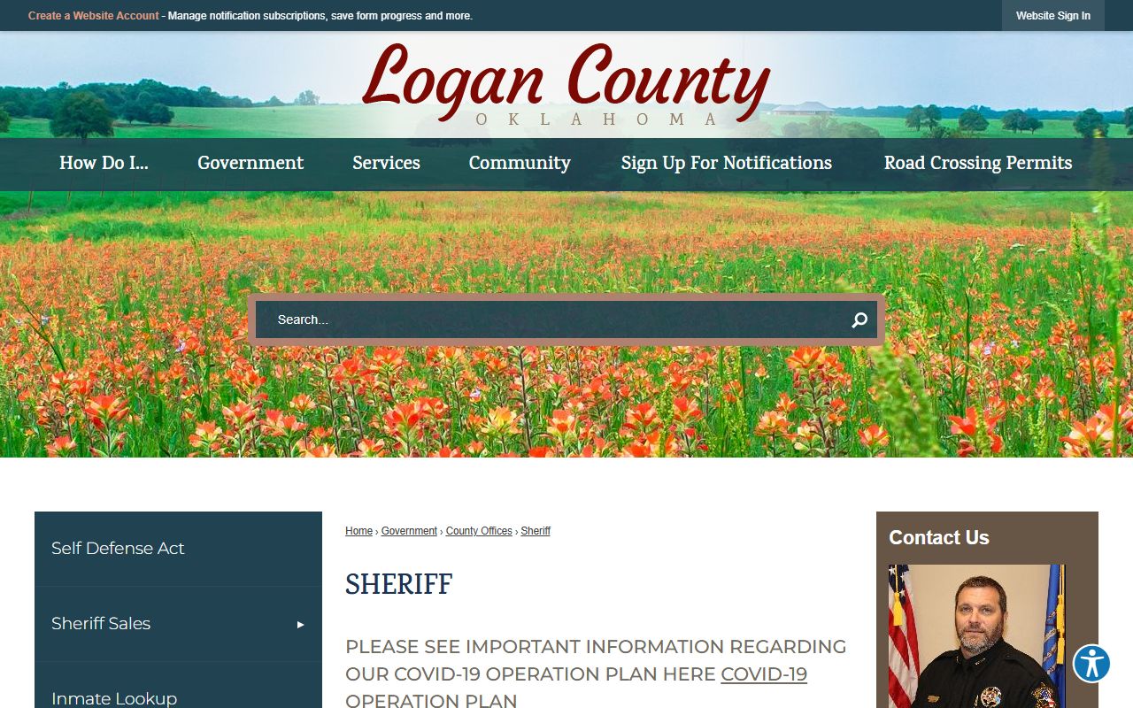 Logan County warrants and sheriff contact on the county website